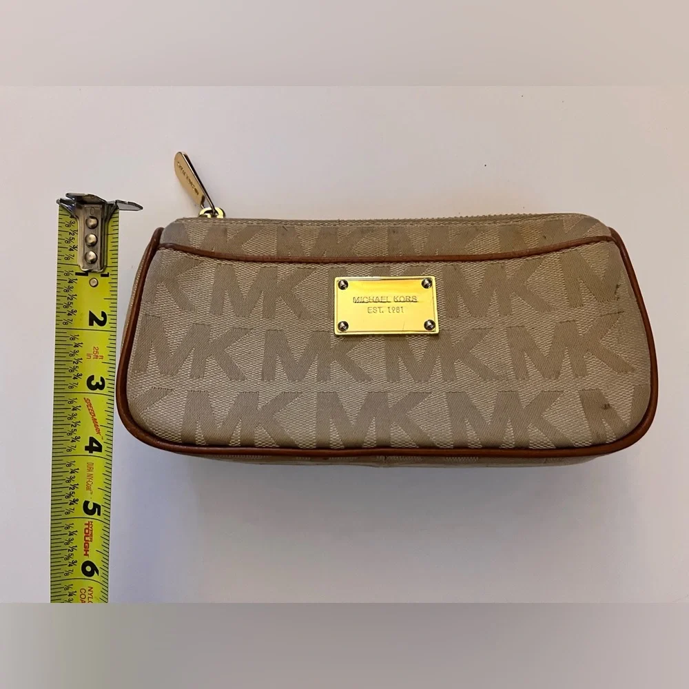 Michael Kors Beige MK Logo Cosmetic Bag - Picture 4 of 6